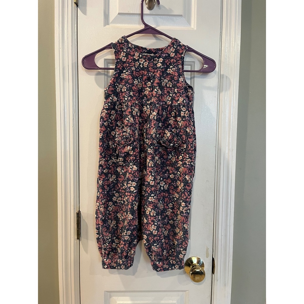 Vintage Laura Ashley Mother & Child Floral Corduroy Jumpsuit Pink Blue Kids 2/3T